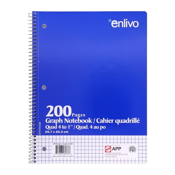 [06933] Spiral Notebook, Quadruled 4 squares/inch, 200 pages