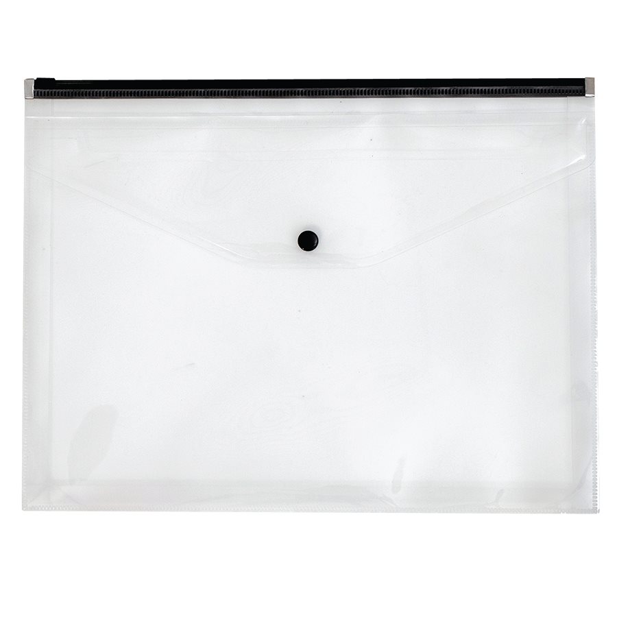 Large Protective Horizontal plastic envelope with zipper closure. Clear. 13 x 10 in.