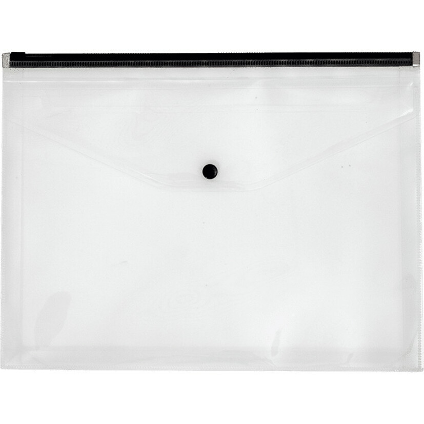 Large Protective Horizontal plastic envelope with zipper closure. Clear. 13 x 10 in.
