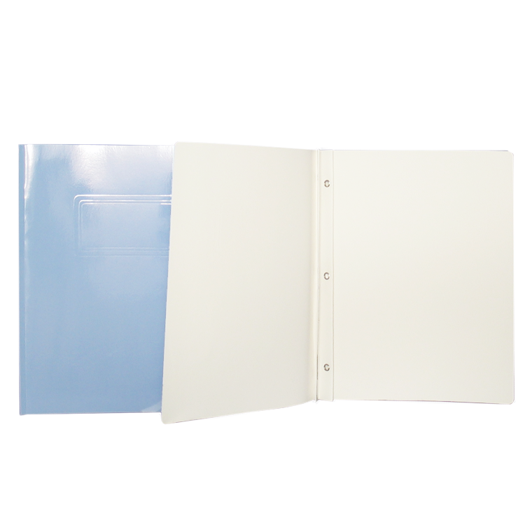 Laminated Cardboard Duo-tang with Fasteners, Light Blue