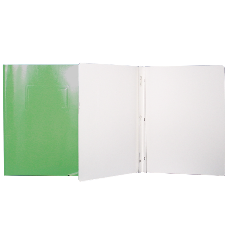 Laminated Cardboard Duo-tang with Fasteners, Light Green