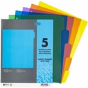 5 Poly Tab Dividers, Assorted Colors