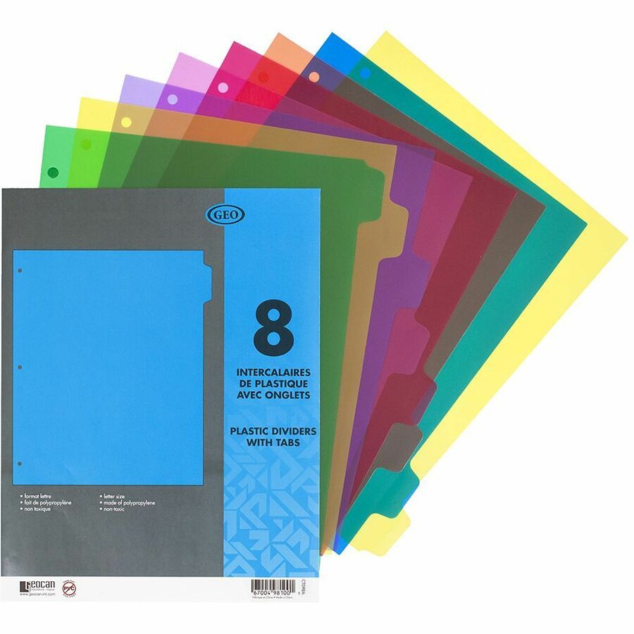 Plastic Dividers, 8 Tabs, Ass. Col.