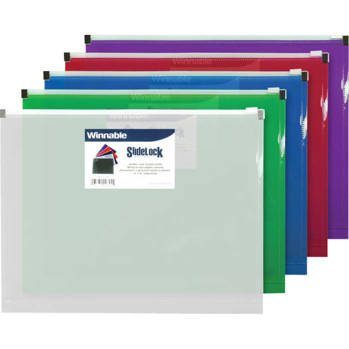 [107367] Enveloppe de plastique à fermeture à glissière , Format Lettre, Coul. Ass.