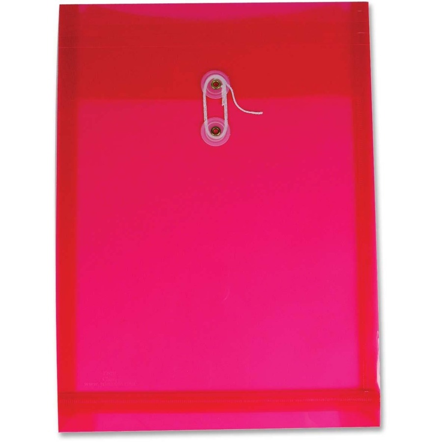 Enveloppe de plastique transparent, Attache ficelle, Rouge