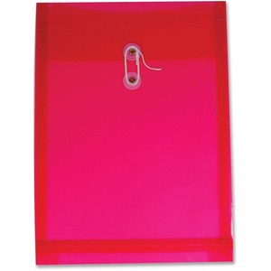 [115295] Translucent Plastic Envelope, String Tie, Red