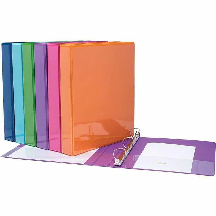 Cartable avec pochettes int. et ext., Ann. en D, 2.54 cm (1"), Coul. Ass.