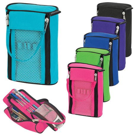 [PP2004B] Nylon Pencil Case, 2 Zips, Assorted Colors
