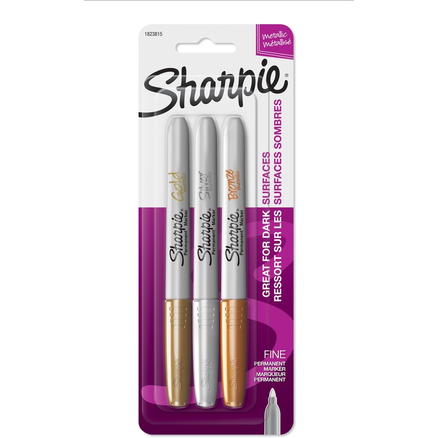 [218073] Sharpie Metallic Markers, Pkg of 3, gold, silver, bronze