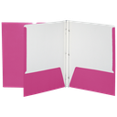 Laminated Cardboard Duo-tang with Fasteners and Pockets, Pink