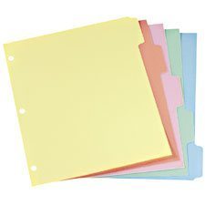 Write-On Dividers, Cardboard, Ass. Col. (Pack of 5)