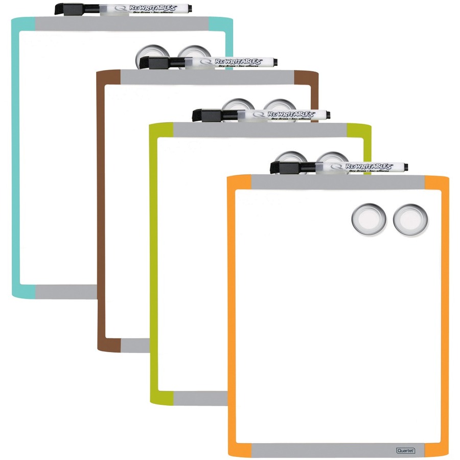 [237651] Dry Erase Whiteboard 8-1/2" x 11 ", Magnetic surface and plastic frame. Includes magnetic marker and two magnets, Ass. Col.