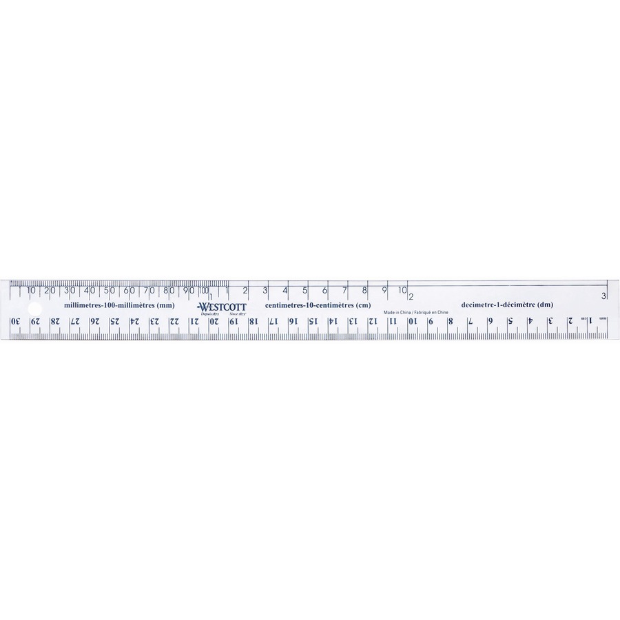 Westcott Clear Flexible Plastic Ruler, 30 cm (no inch)