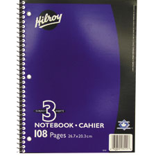 Spiral Notebook, 3 subjects, 108 pages