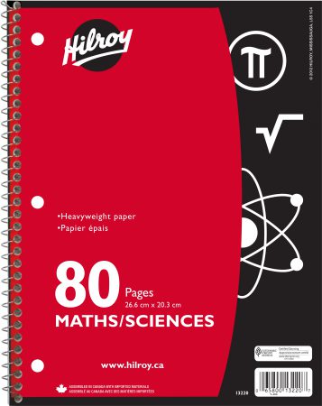 Math/science spiral notebook, 80 pages