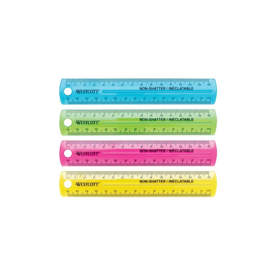 Metric Clear plastic Ruler, 15 cm, Ass. colours