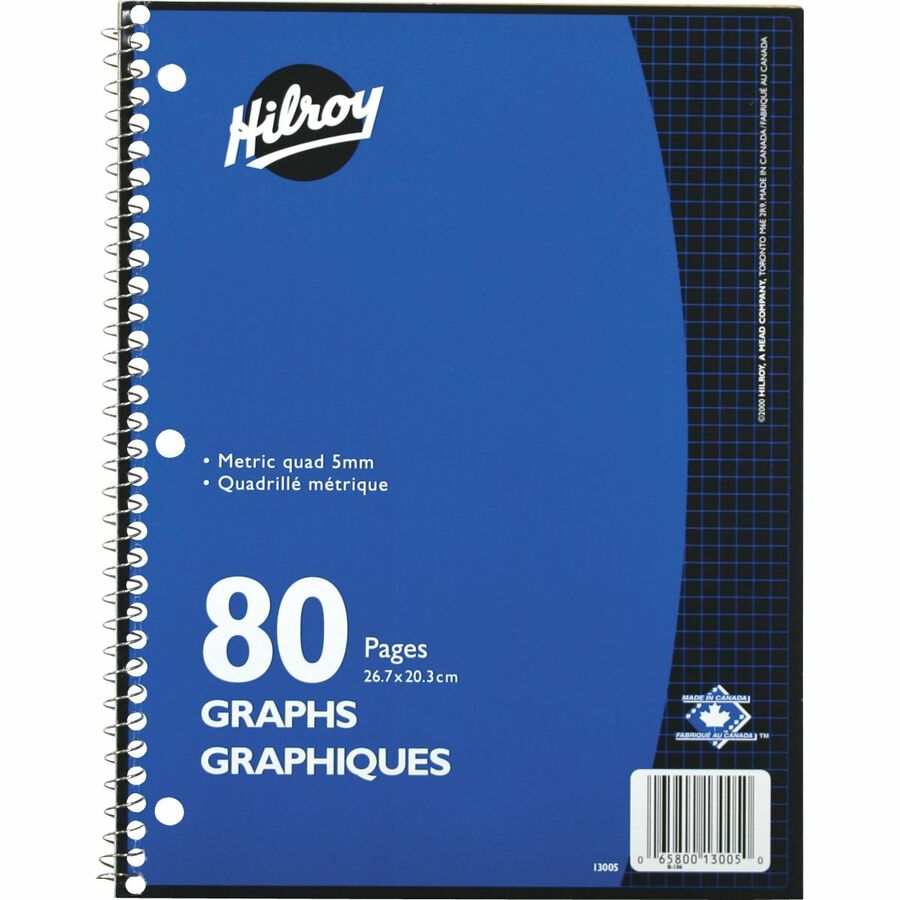 Cahier à reliure spirale, Quadrillé 5 mm, 80 pages