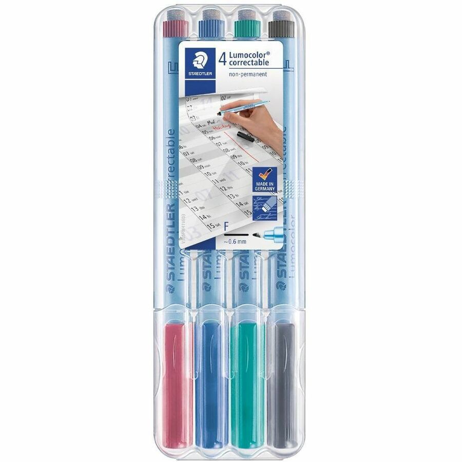 [276865] Marqueurs effaçables à sec Lumocolor Correctable, Pte fin (Ens. de 4)
