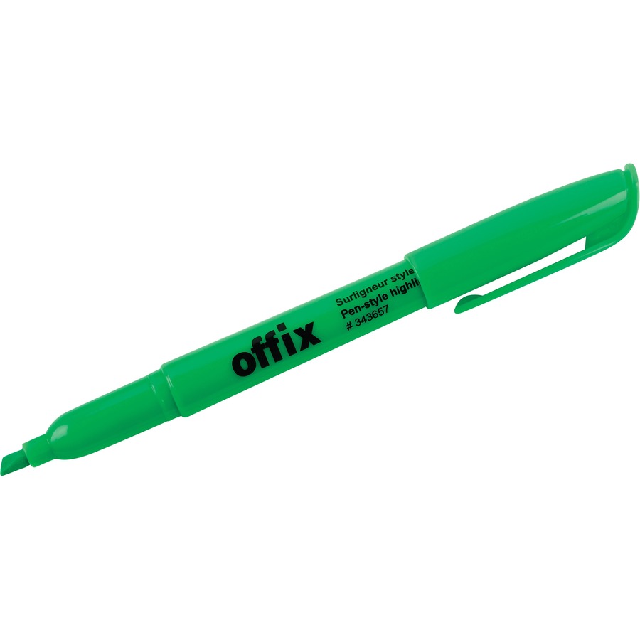 [343657] Surligneur Offix Vert, Pointe biseautée fine