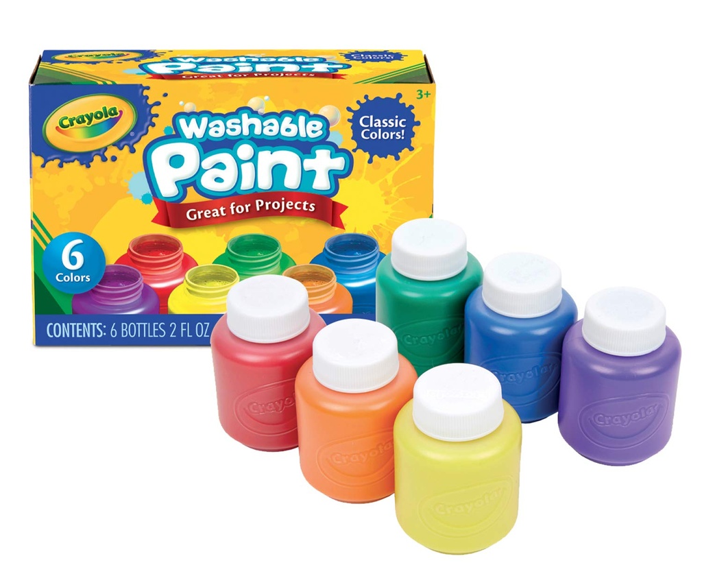 [653071] Peinture lavalble pour enfants Crayola (6 pots de 59 ml)