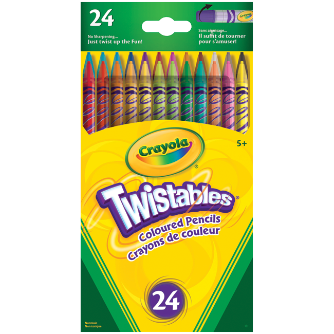 Crayons de couleurs Crayola Twistable (Boîte de 24)