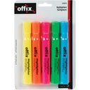 Offix Highlighters, Chisel Point (Pkg 5, yellow, orange, pink green, blue)