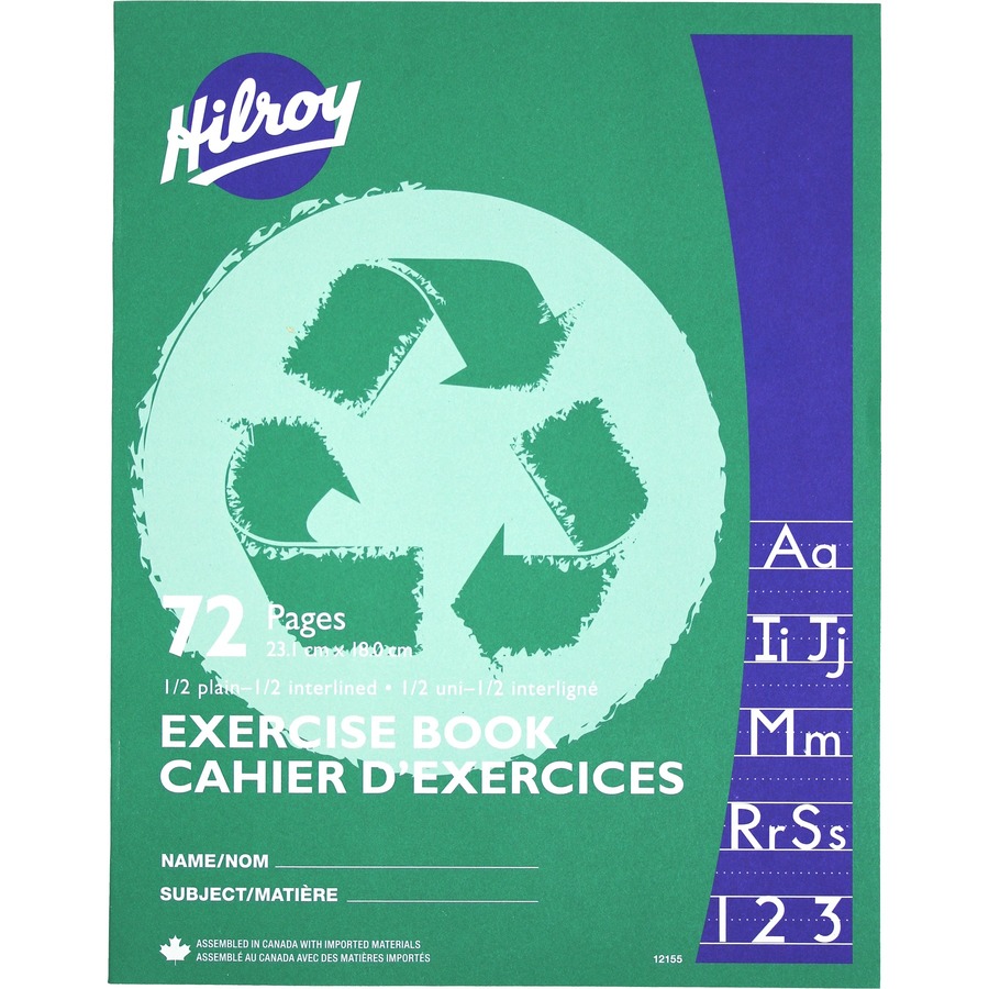 [347013] Exercise Book 1/2 Plain - 1/2 Interlined and dotted(12-155), Green, 72 pages