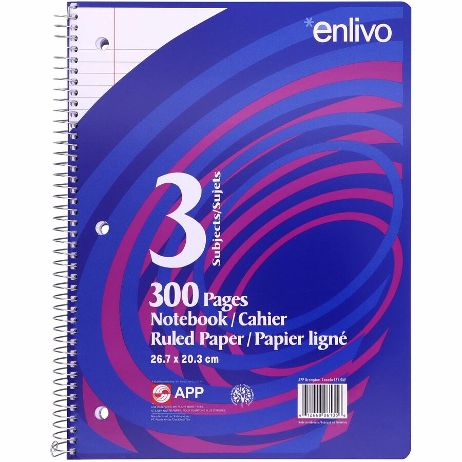 [358754] Cahier à reliure spirale, 3 sujets, 300 pages
