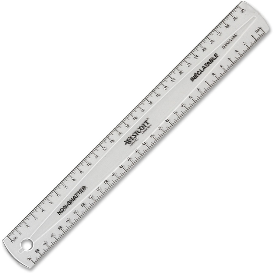 Hard Plastic Ruler, Transparent, 30 cm