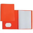 Soft Plastic Duo-tang with Fasteners and Pockets, Orange