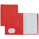 Soft Plastic Duo-tang with Fasteners and Pockets, Red