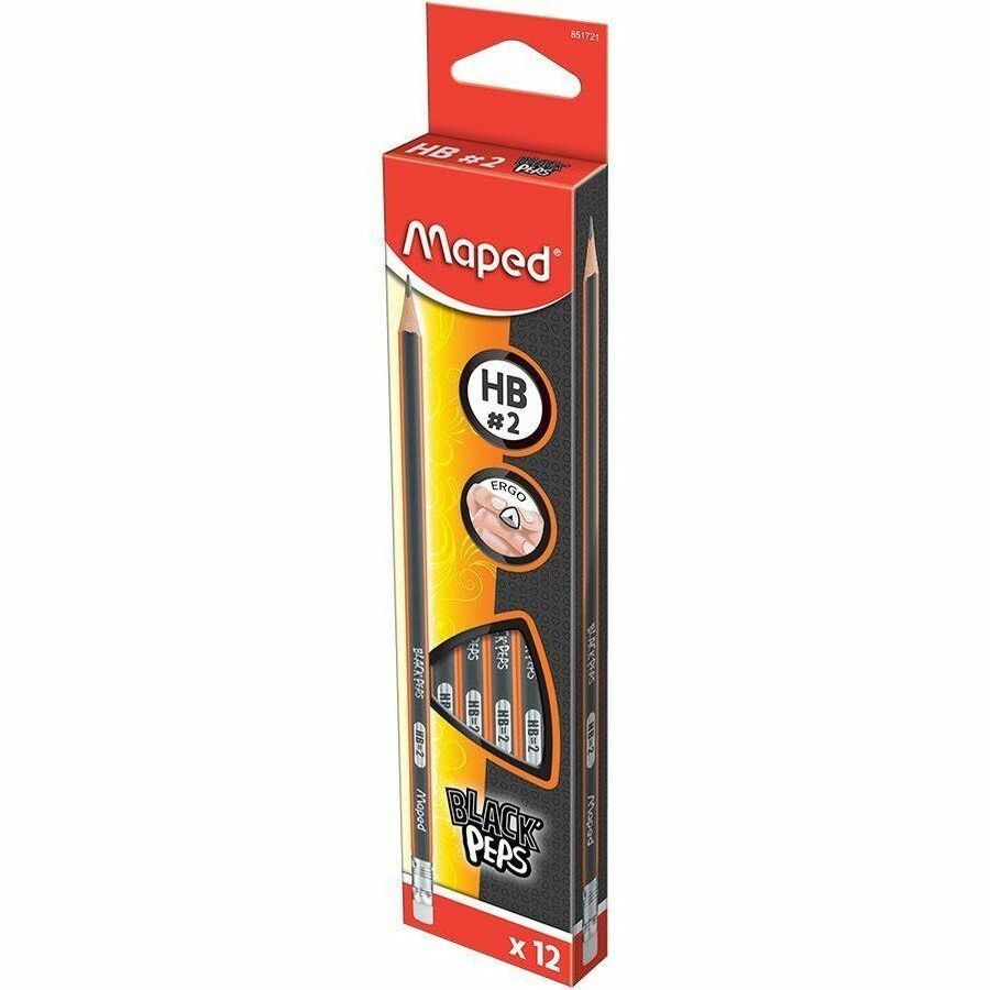 [423129] Crayons à mine Maped Black Peps, HB2 (Boîte de 12)