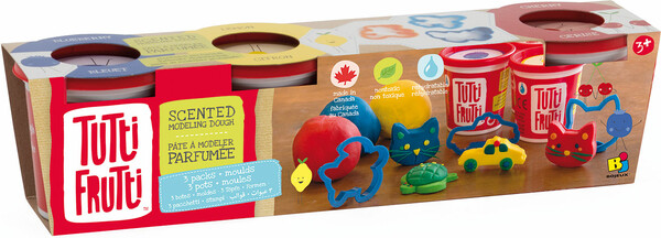 Pâte à modeler parfumée Tutti Frutti (Pqt de 4 pots de 100 g)