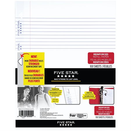 Five Star Reinforced Ruled Loose-Leaf Sheets (pkg 100)