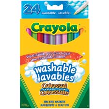 Crayola Washable Markers, Thin Tip (Box of 24)