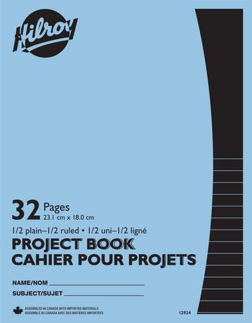 Project Notebook (12-924), 32 P., 1/2 Plain - 1/2 Lined, Blue