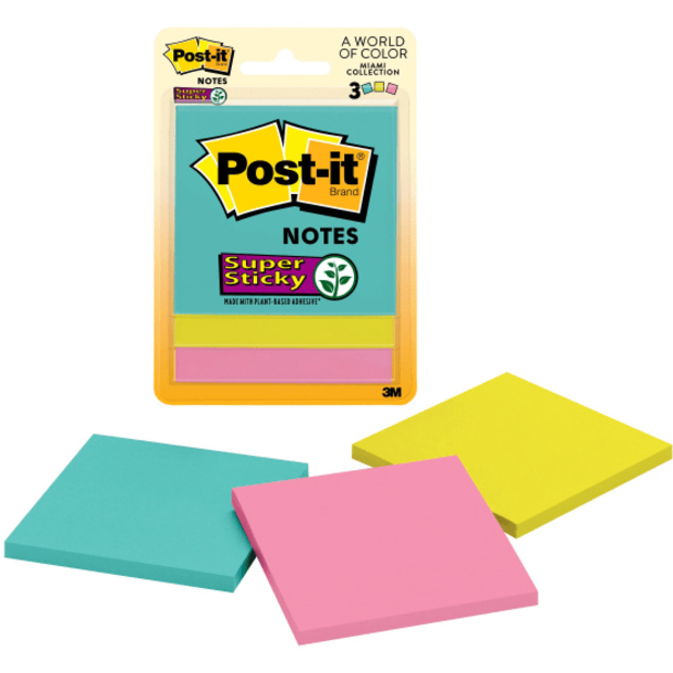 Post-It Super Sticky Notes - Miami Collection