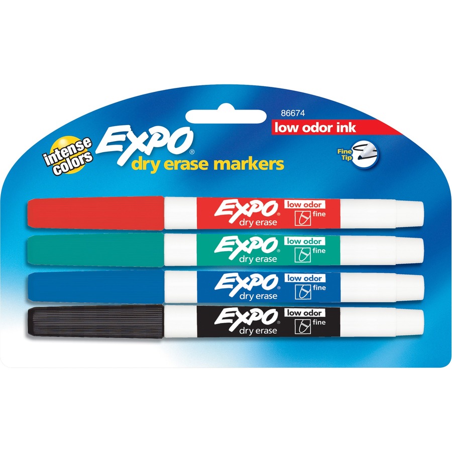 Expo Low Odour Whiteboard Markers, Fine Tip (Set of 4)