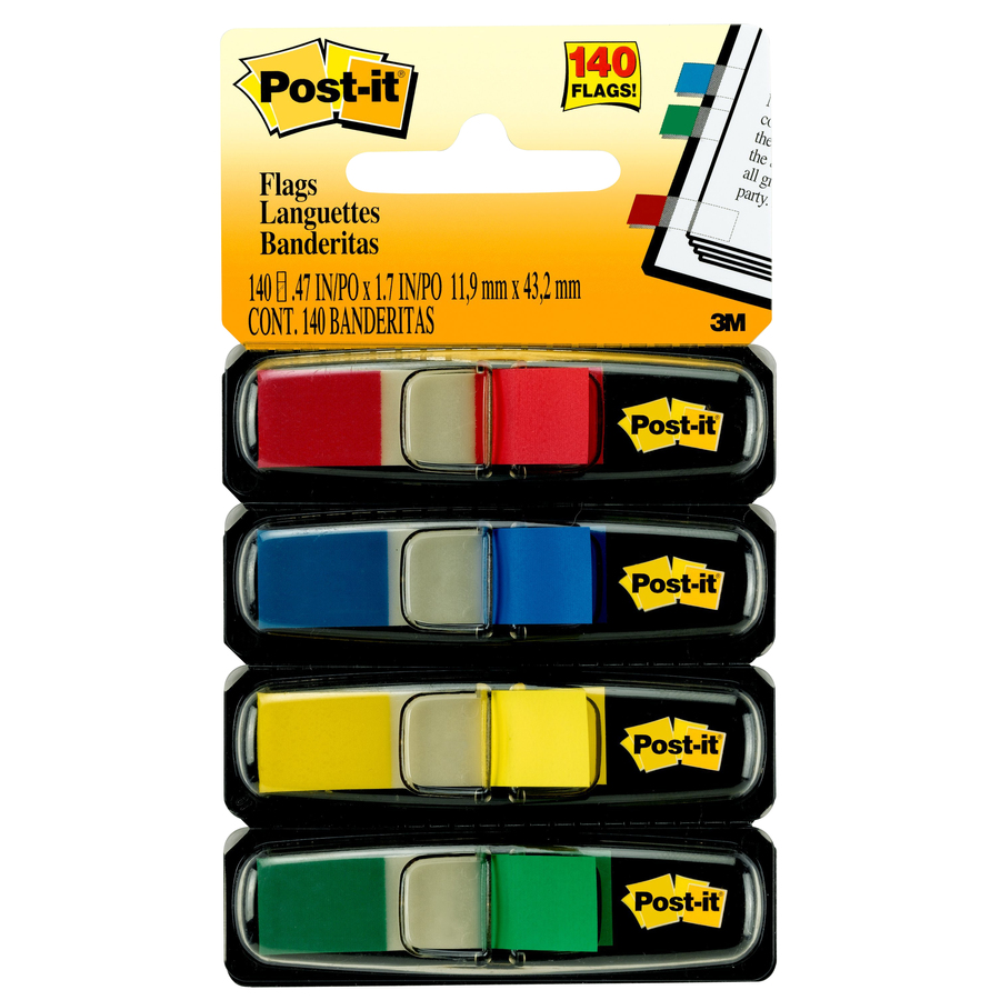 Post-It Flags, 4 colors (Pkg 140)