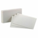 Ruled index card, 5 X 8 inches, White (Pkg 100)