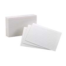 Ruled index card, 4 X 6 inches, White (Pkg 100)