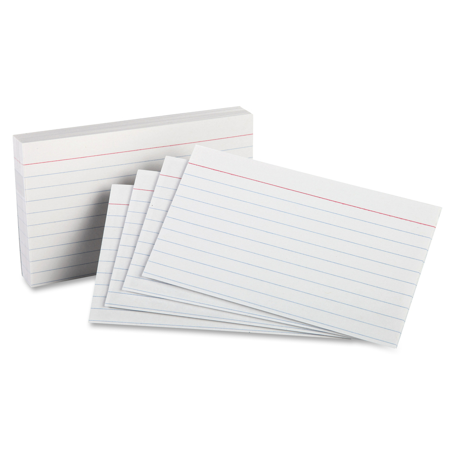 Ruled index card, 3 X 5 inches, White (Pkg 100)