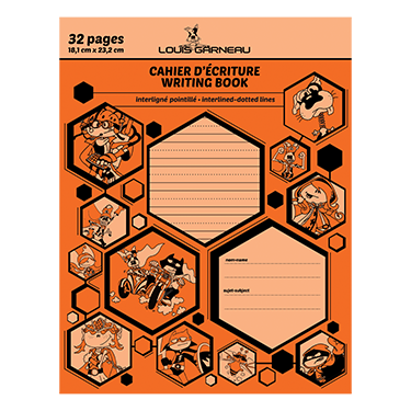 Cahier d'écriture «Louis Garneau» (LG10), Interligné pointillé, Orange