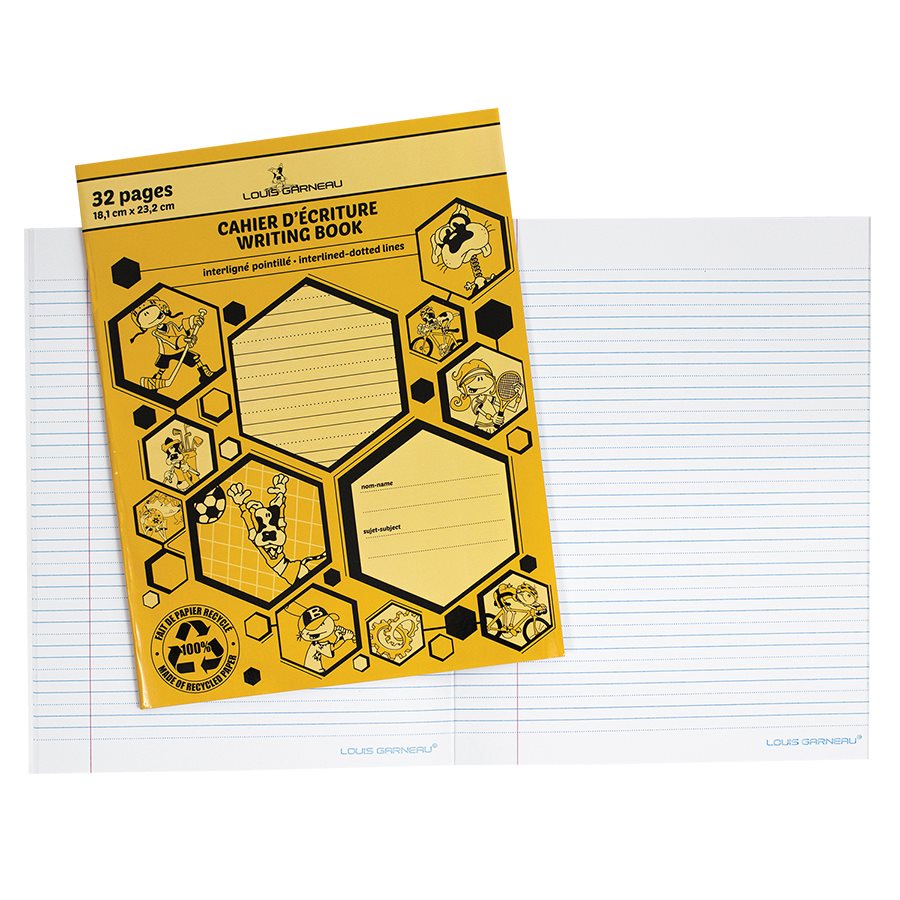 Louis Garneau Writing Book, Interlined & Dotted (LG10) Yellow