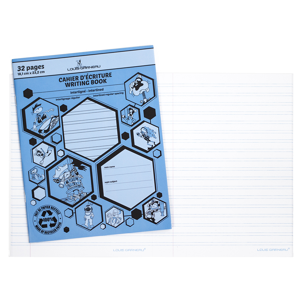 Cahier d'écriture Louis Garneau (LG20) Interligné, Bleu
