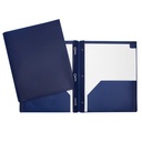 Duo-tang Plastique rigide avec attaches et pochettes, Bleu foncé