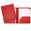 Hard Plastic Duo-tang with Fasteners and Pockets, Red