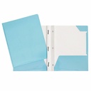 Laminated Cardboard Duo-tang with Fasteners and Pockets, Light Blue