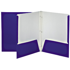 Laminated Cardboard Duo-tang with Fasteners and Pockets, Royal Blue