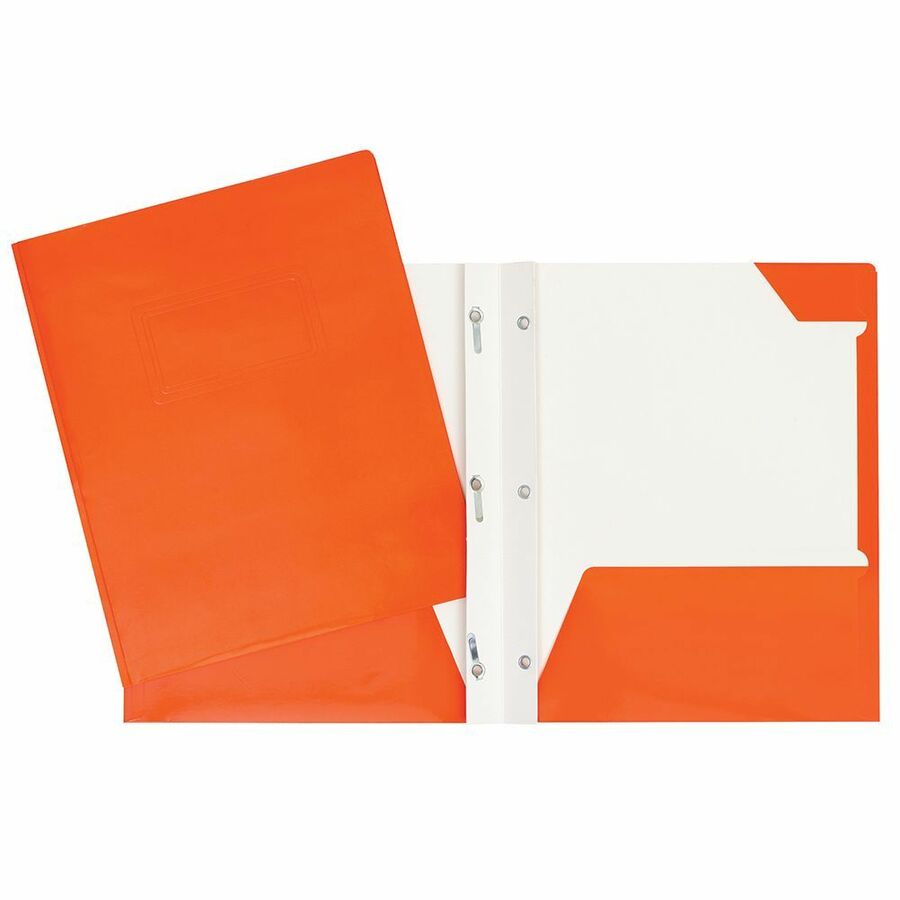 [737288] Laminated Cardboard Duo-tang with Fasteners and Pockets, Orange
